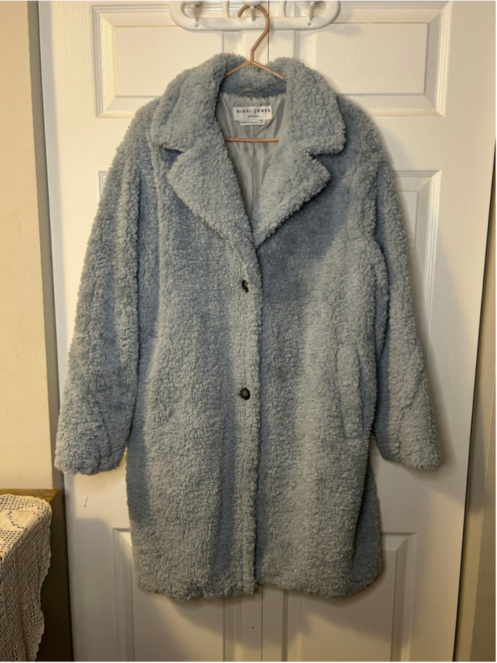 Nikki Jones Montréal Blue Teddy Sherpa Coat Women’s XL Oversized